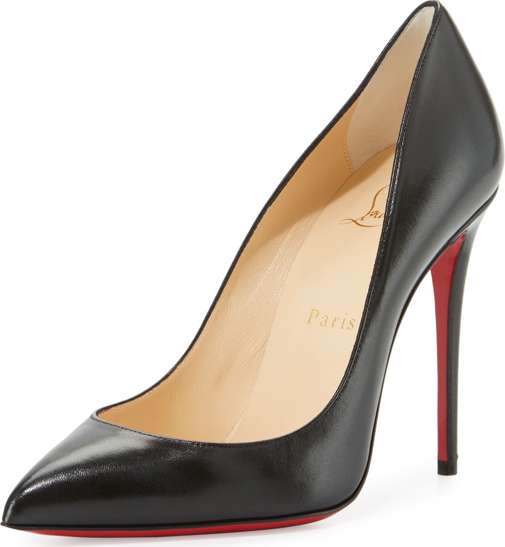 Christian Louboutin Pigalle Follies Leather 100mm Red Sole Pumps, Black