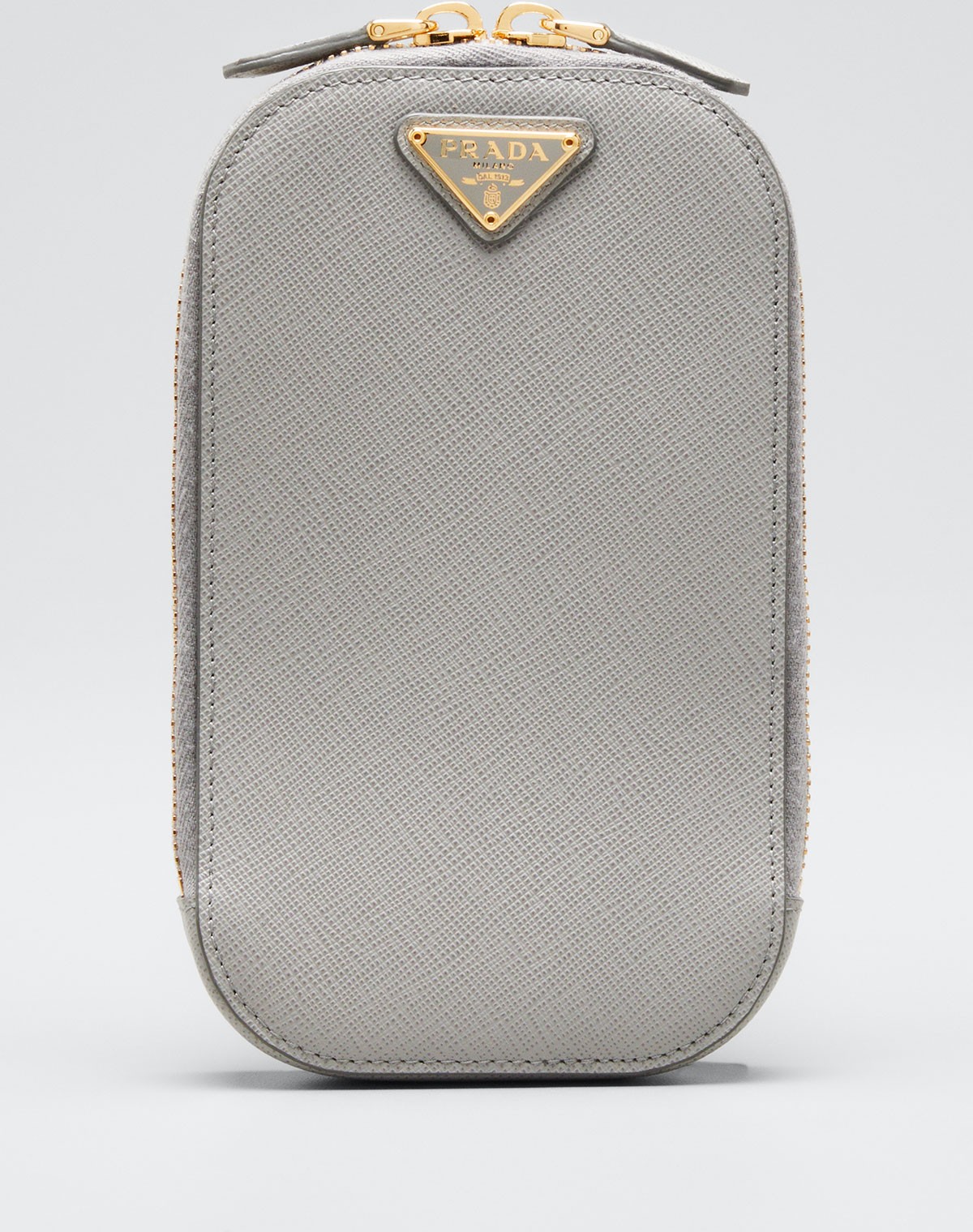 Prada Saffiano Triangle Mini Bag w/ Top Handle and Removable Crossbody Strap