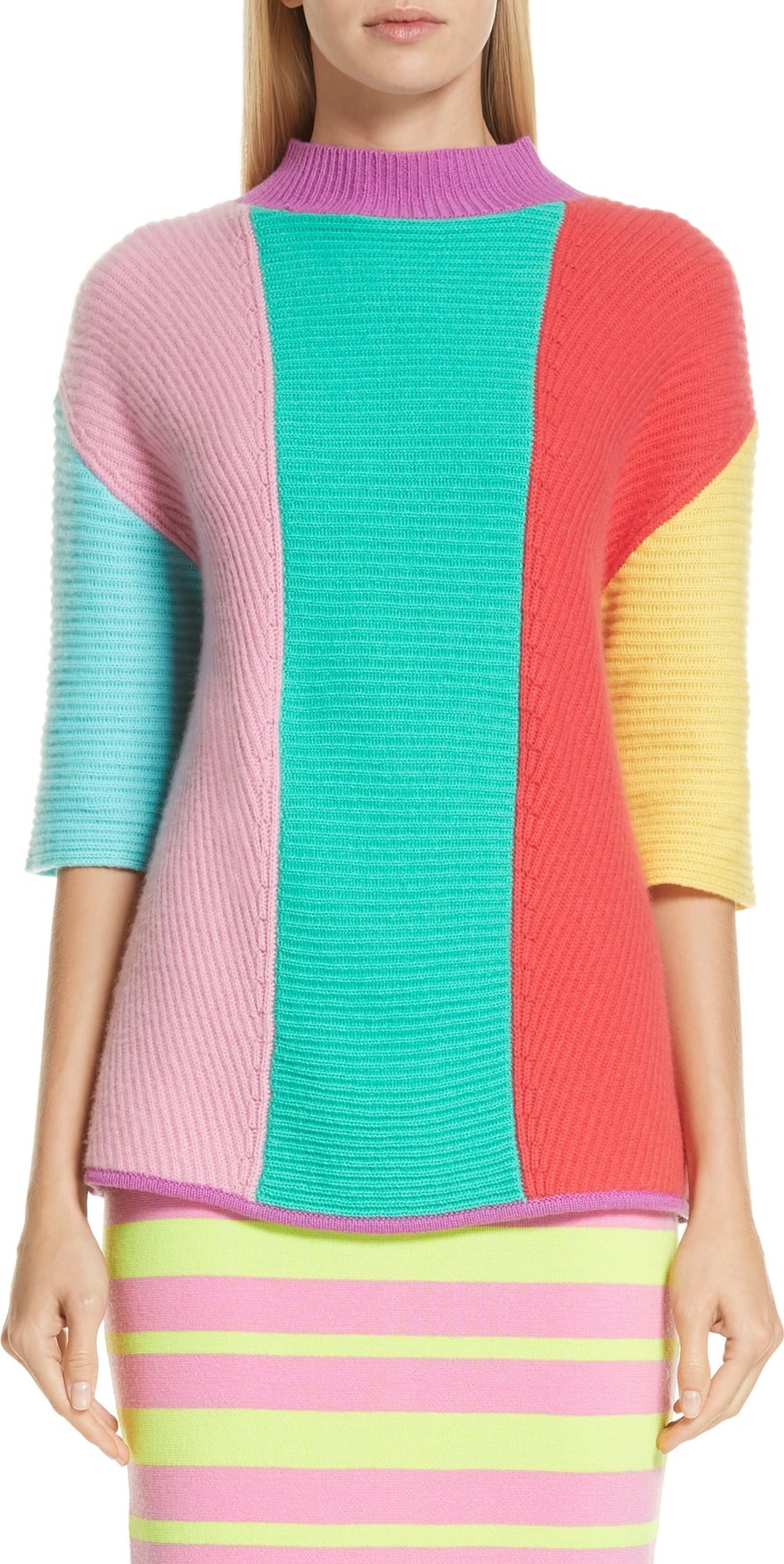 Victor Glemaud Stripe Short Sleeve Cashmere Sweater Victor Glemaud Stripe Short Sleeve Cashmere Sweater