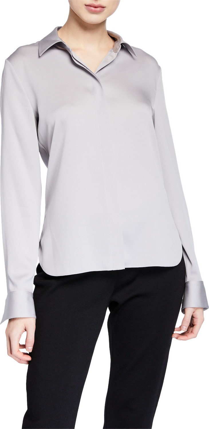 Theory Stretch Silk Classic Fitted Shirt