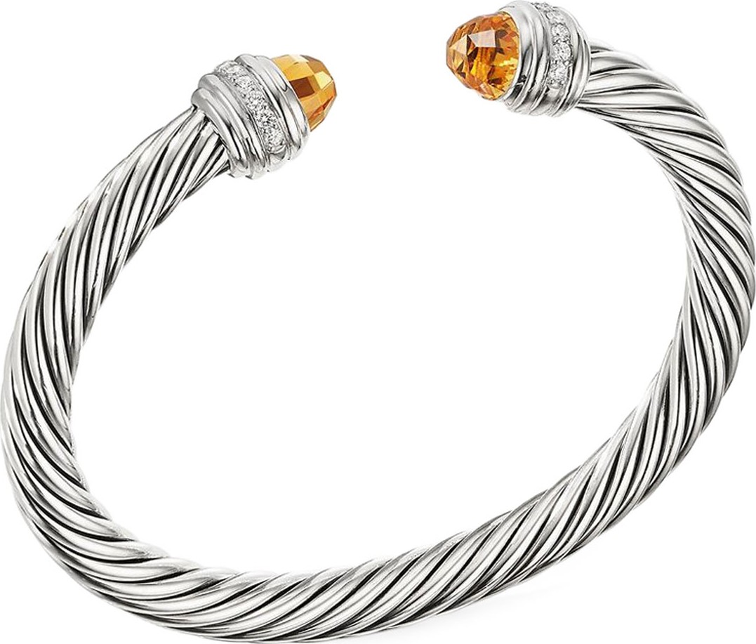 David Yurman Cable Bracelet w/ Diamonds & Citrine