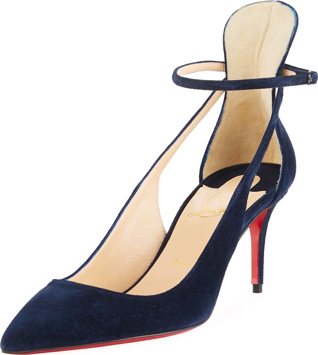 Christian Louboutin Mascara 70mm Suede Red Sole Pumps