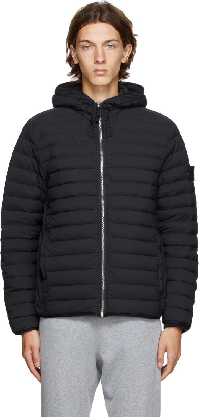 Stone Island - Black Down Loom Woven Puffer Jacket