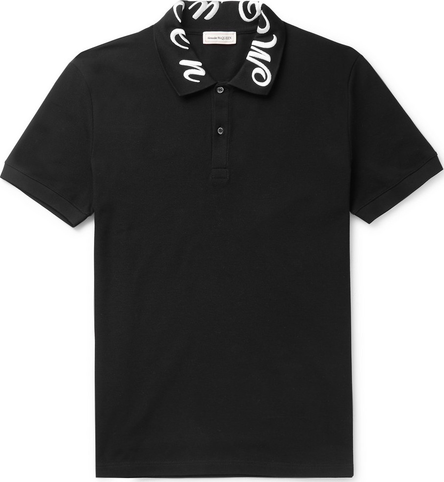 Alexander McQueen Slim-Fit Logo-Embroidered Cotton-Piqué Polo Shirt
