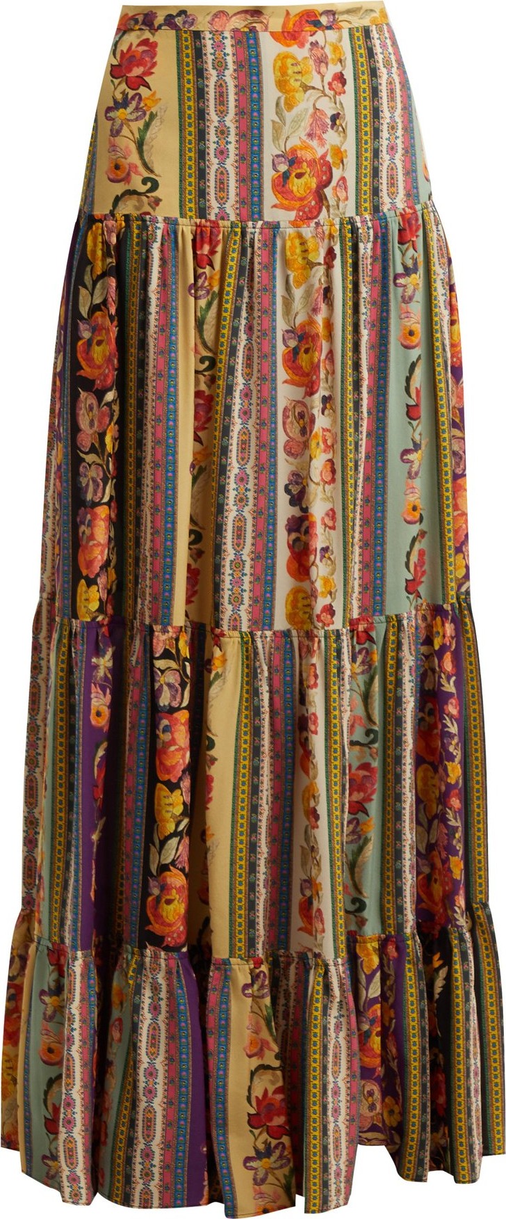 Etro Midburn tiered silk-crepe maxi skirt