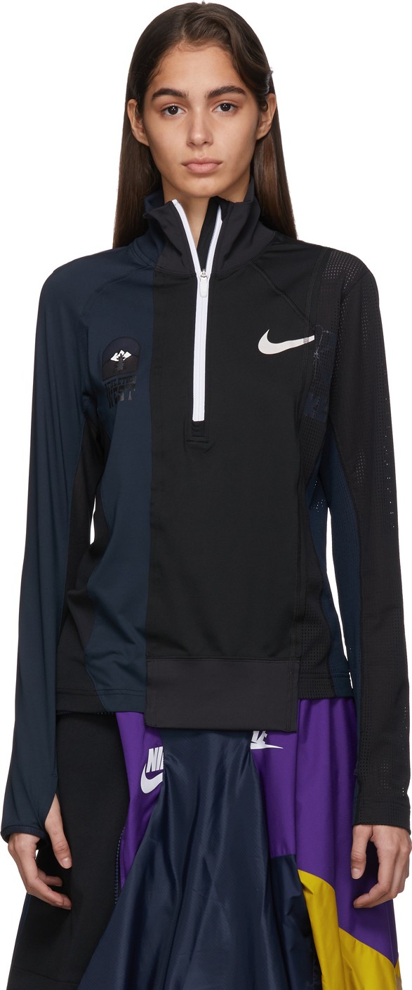 Nike Black & Navy Sacai Edition Half-Zip Running Jacket