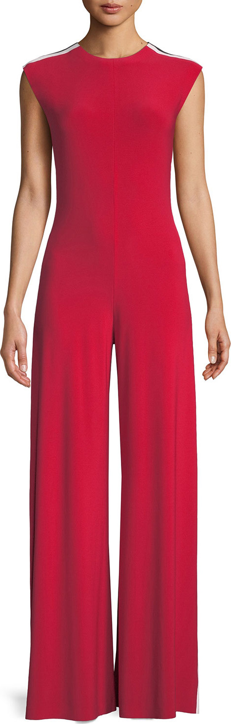 Norma Kamali Side Stripe Sleeveless Jumpsuit