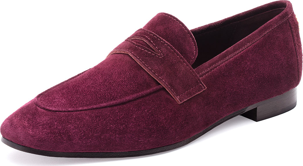Bougeotte Suede Slip-On Penny Loafer, Wine
