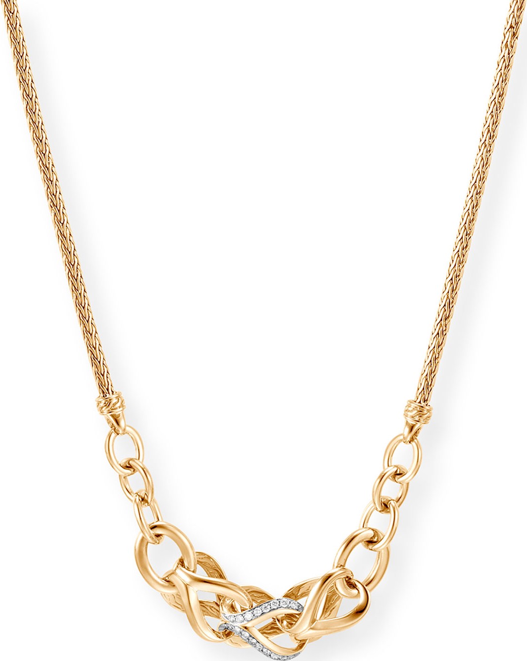John Hardy Classic Chain 18k Gold Diamond Link Necklace