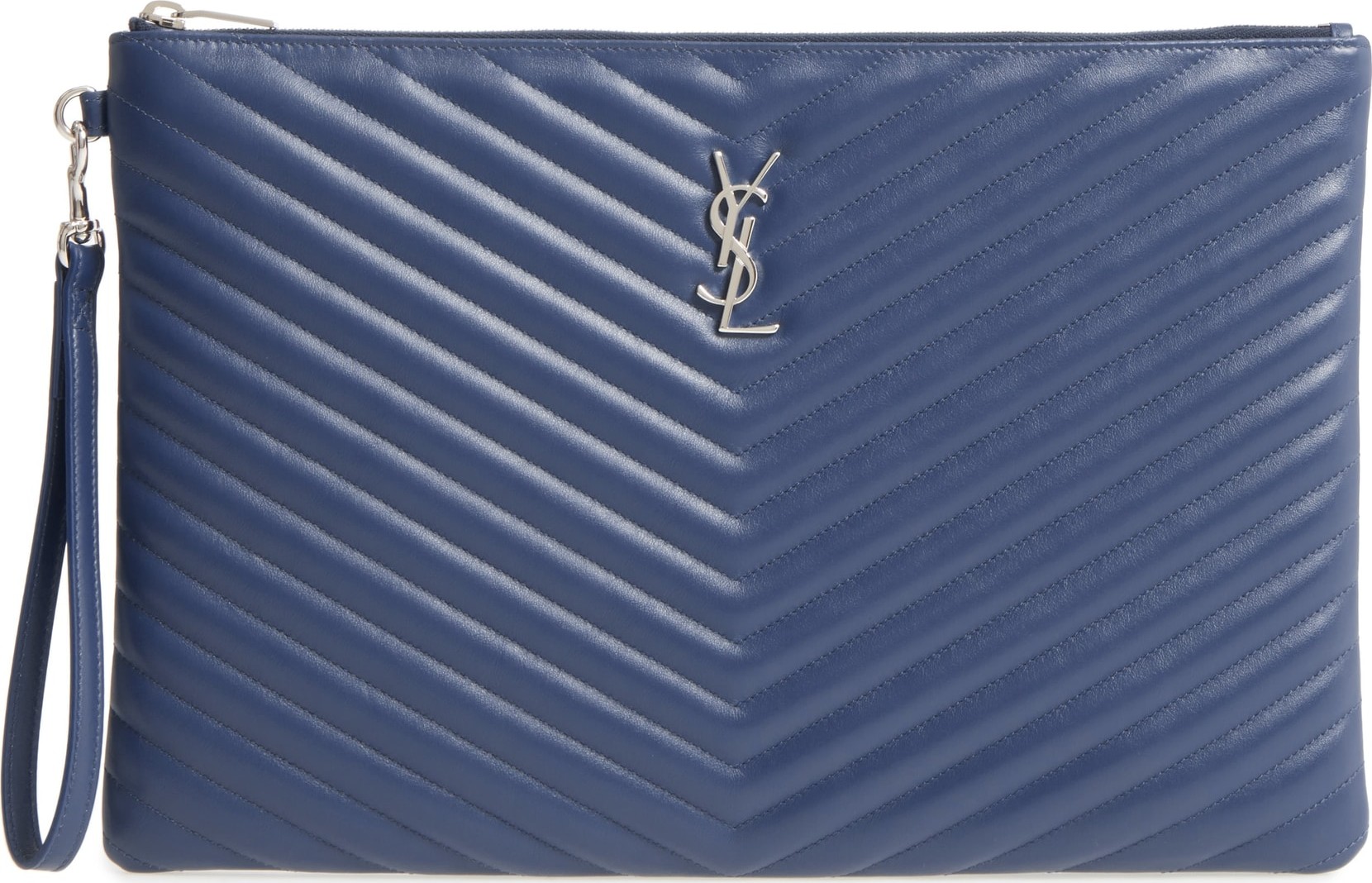 Saint Laurent Large Monogram Matelassé Leather Pouch