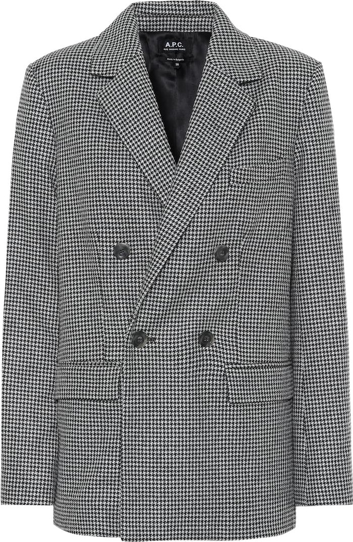 A.P.C. Plum houndstooth wool-blend blazer