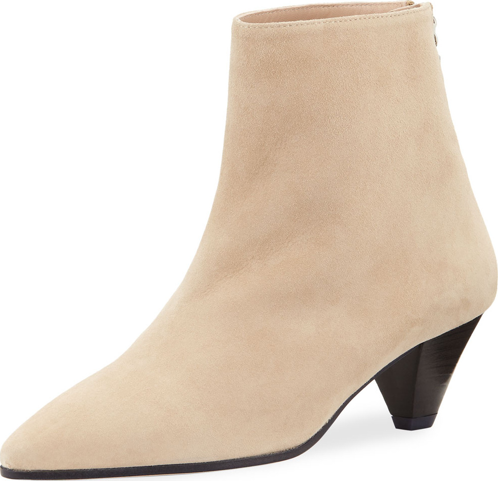 Stuart Weitzman Pyramid Low-Heel Suede Bootie