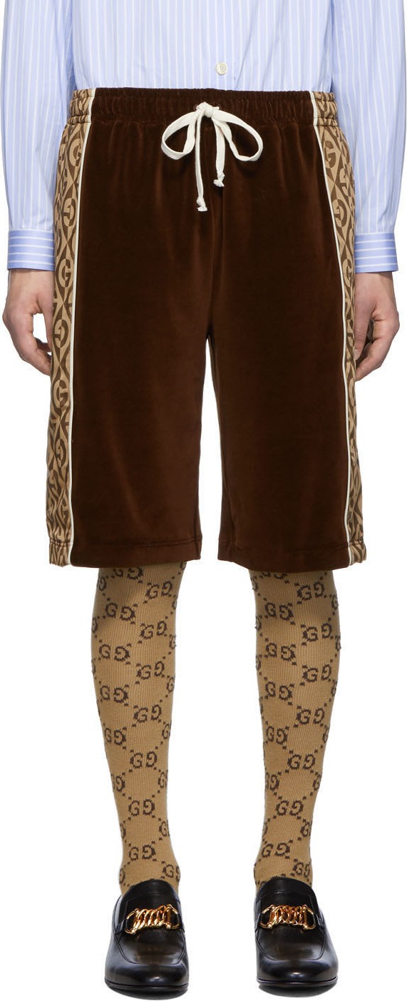 Gucci Brown Jacquard Logo Rhombus Shorts