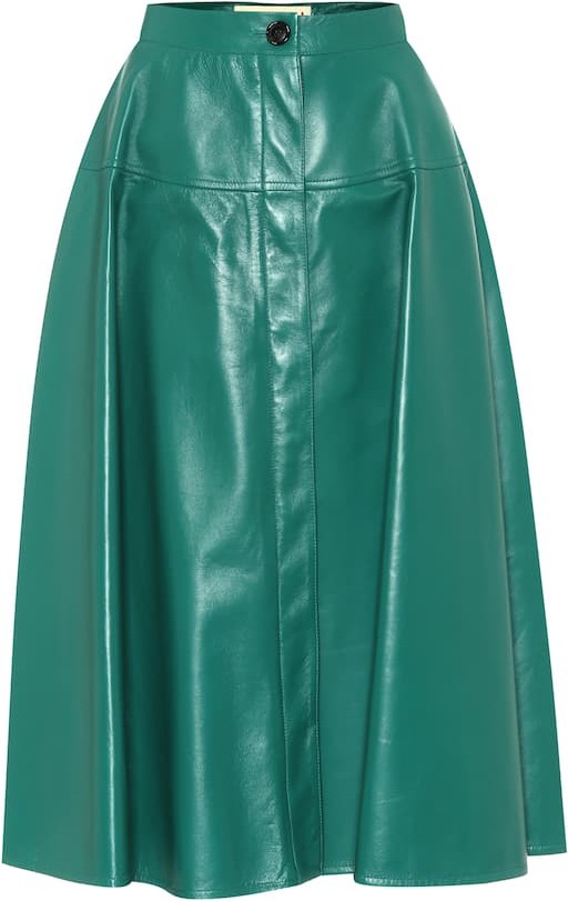 Marni Leather midi skirt