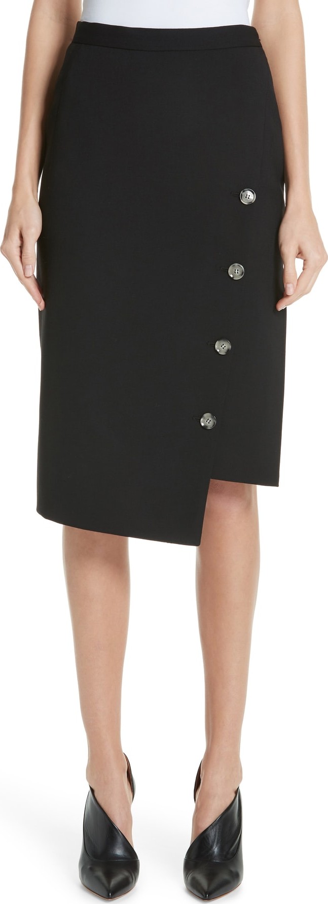 Altuzarra Button Detail Slit Stretch Wool Pencil Skirt