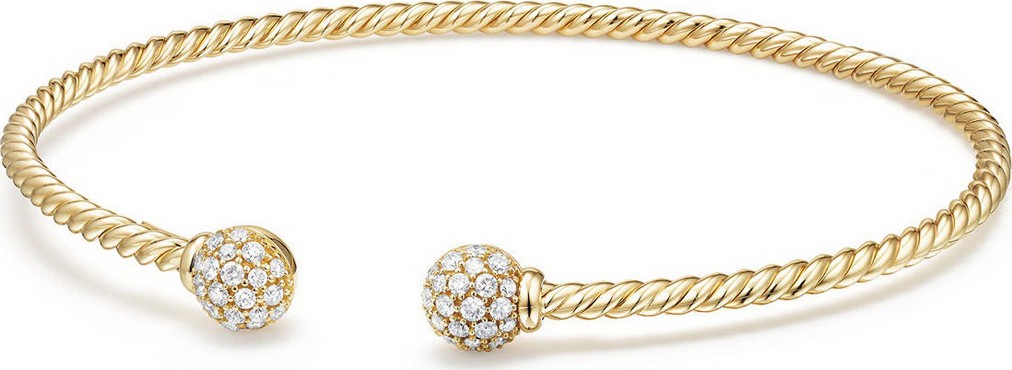 David Yurman 6mm Solari Pave Diamond Open Cuff Bracelet, Small