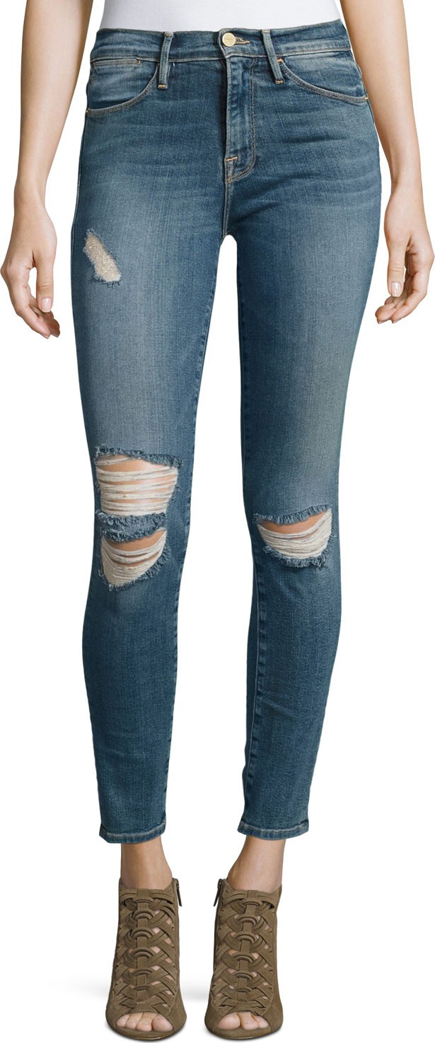 FRAME DENIM Le High Distressed Skinny Jeans, Harvard