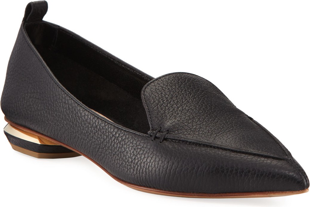 Nicholas Kirkwood Pebbled Leather Point-Toe Loafer