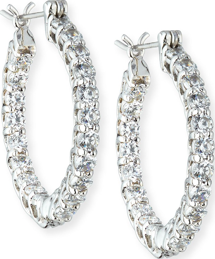 Fantasia by DeSerio CZ Crystal Infinity Hoop Earrings