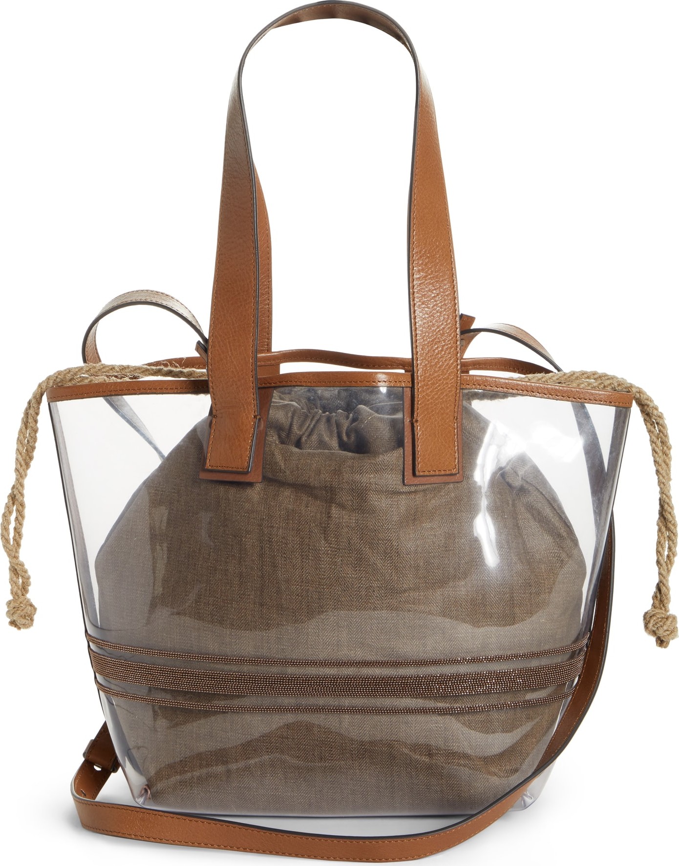 Brunello Cucinelli Monili Trim Drawstring Shopper Bag