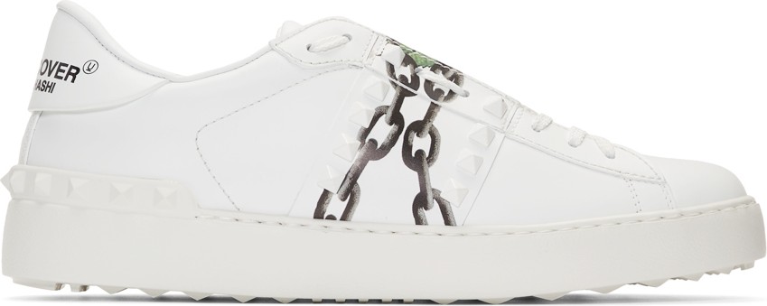 Valentino White Valentino Garavani Undercover Edition Chains Rockstud Sneakers