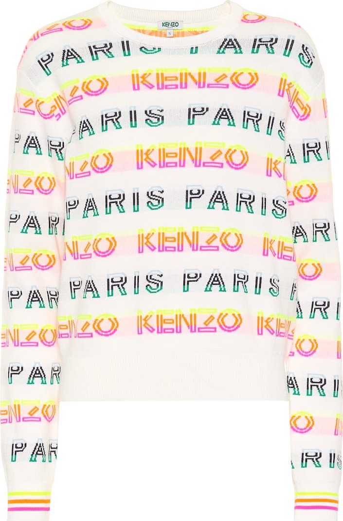 KENZO Logo intarsia cotton-blend sweater