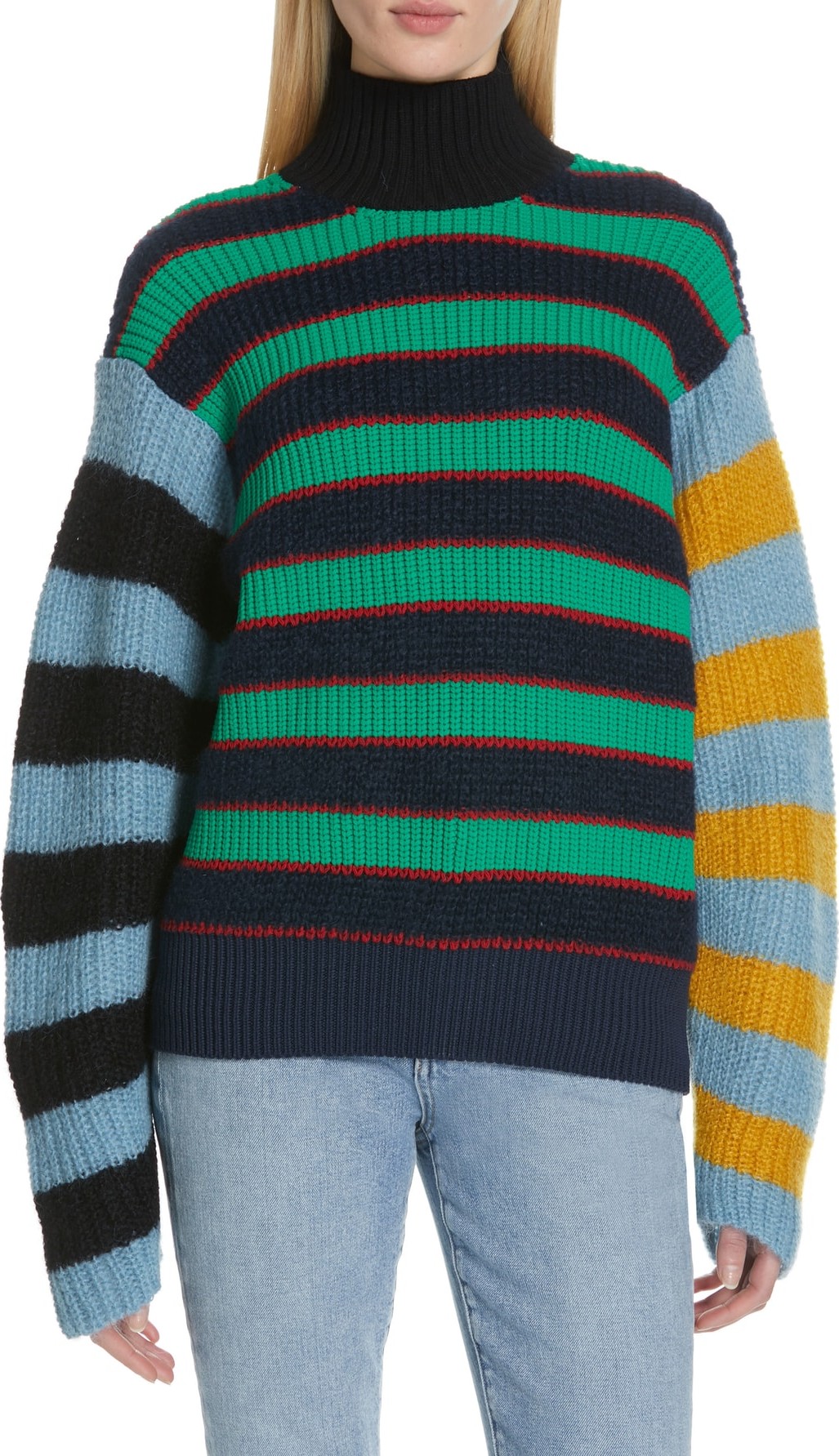 KENZO Colorblock Stripe Mohair & Wool Blend Sweater