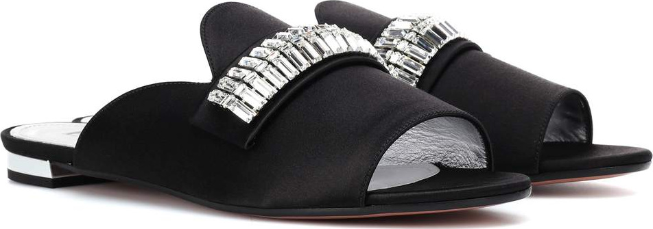 Aquazzura Winston embellished satin mules