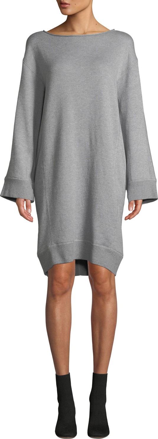 Vince Cotton Terry Flare-Sleeve Shift Dress