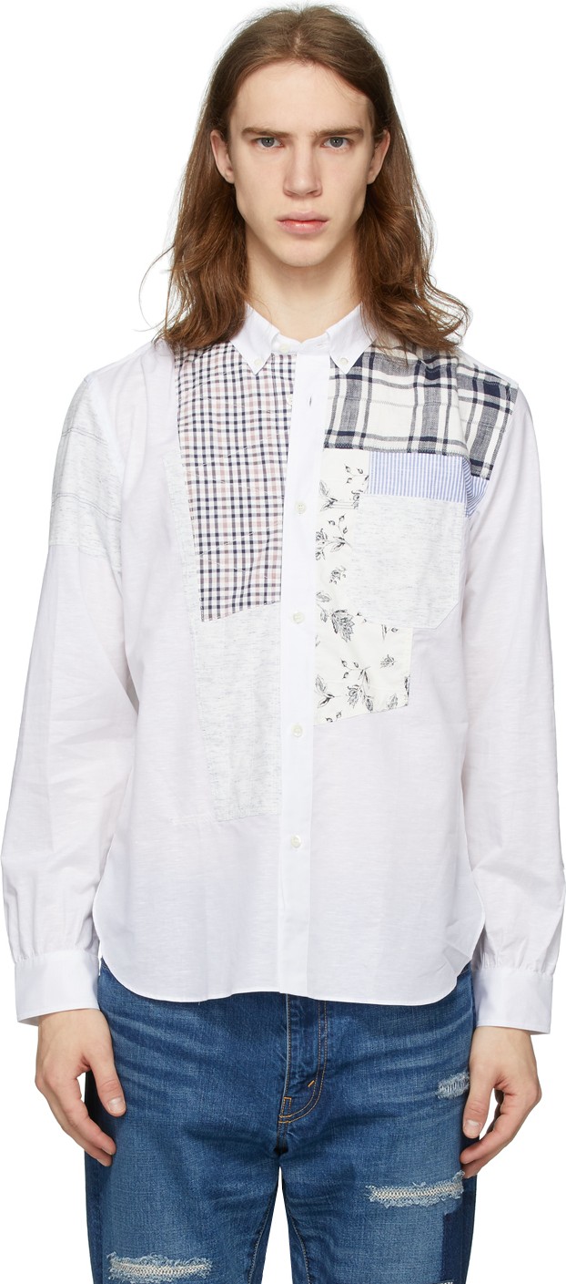Junya Watanabe White Chambray Multi-Fabric Shirt