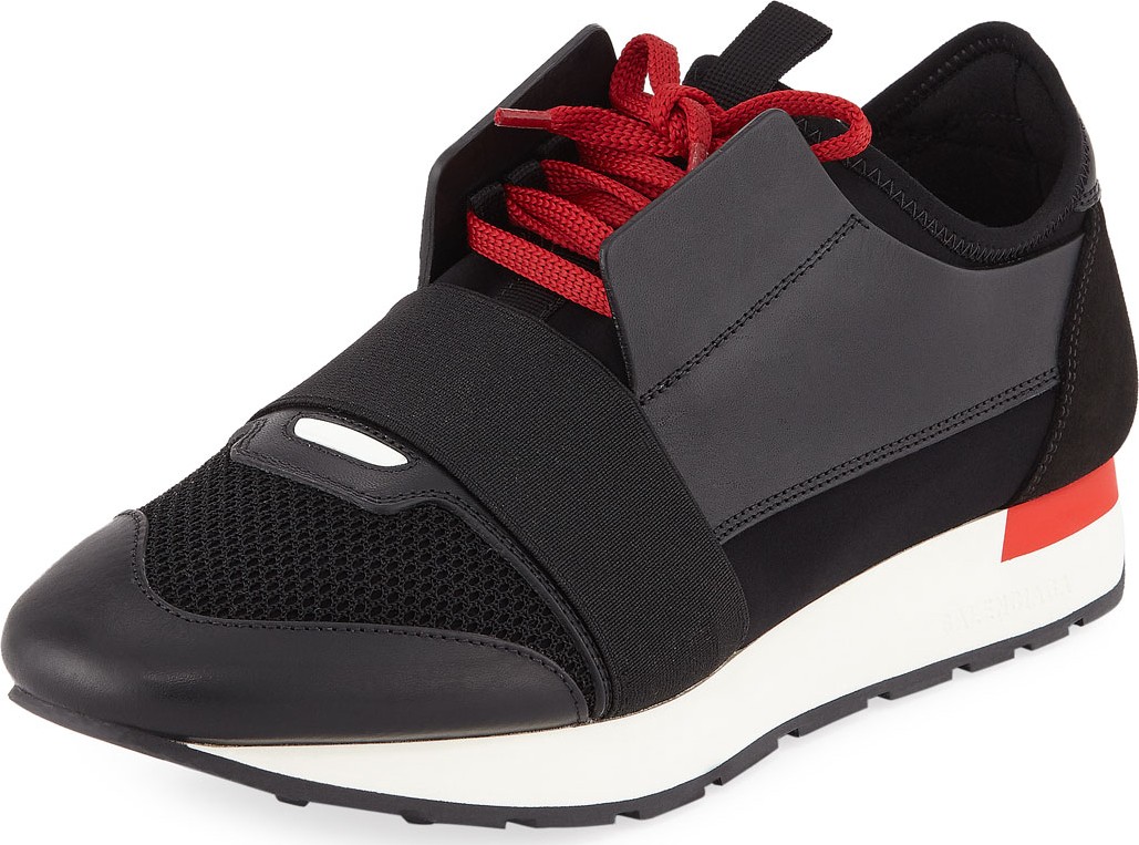 Balenciaga Men's Race Runner Mesh & Leather Sneakers Balenciaga Men's Race Runner Mesh & Leather Sneakers