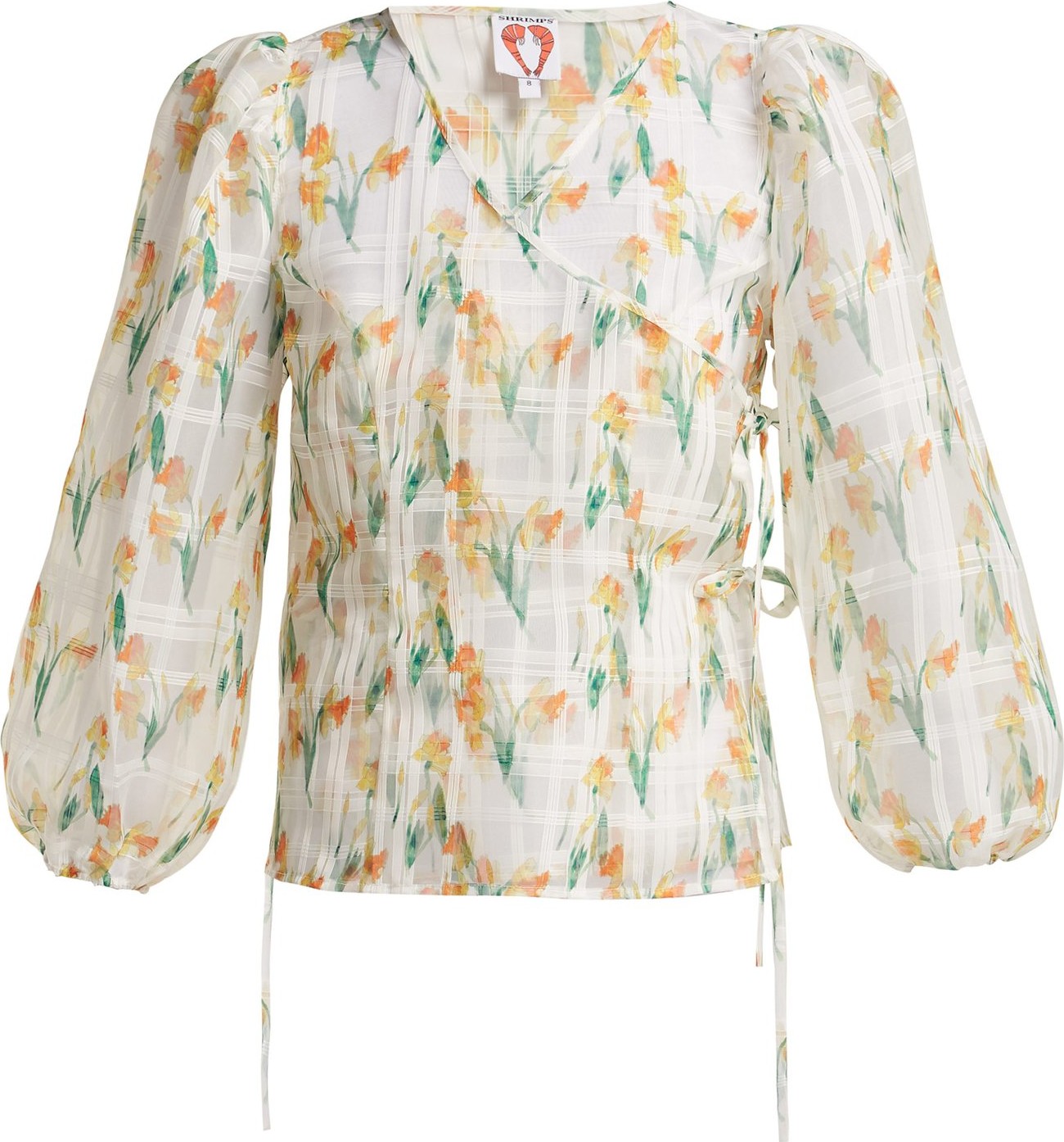 Shrimps Daffodil-print organza wrap top