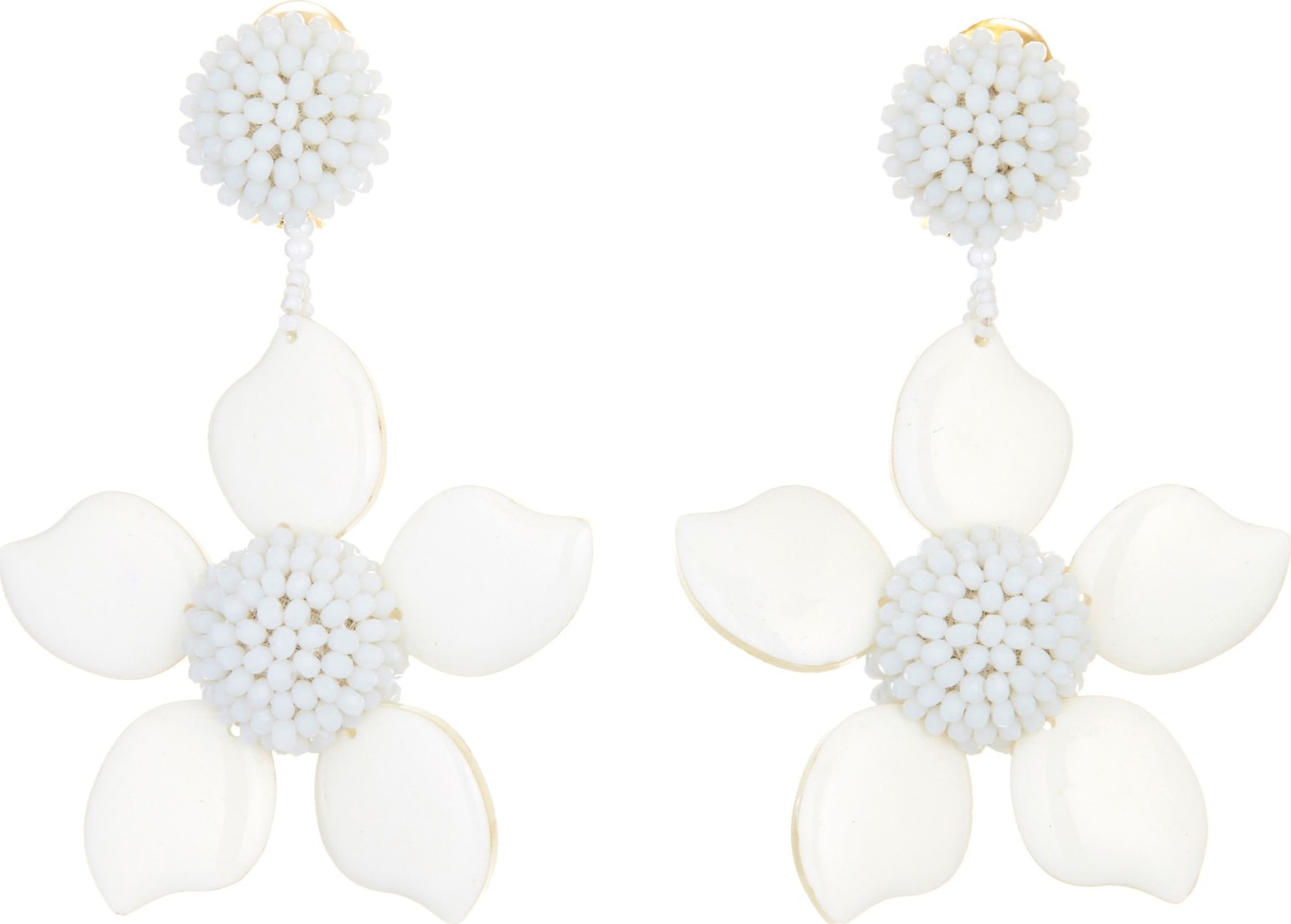 Oscar De La Renta Bold Enamel Flower Drop Earrings