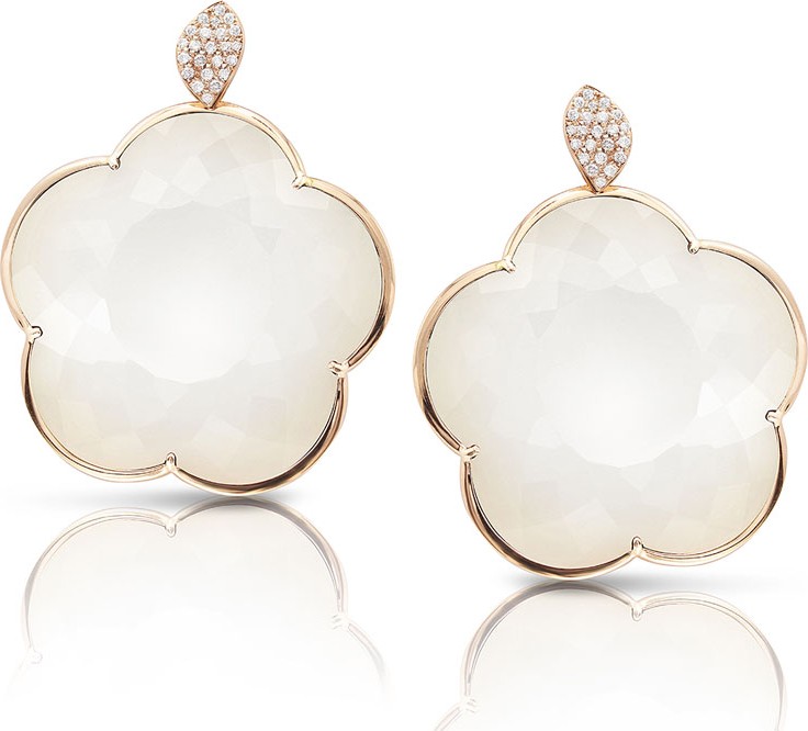 Pasquale Bruni Ton Jolie 18k Rose Gold White Agate & Diamond Drop Earrings