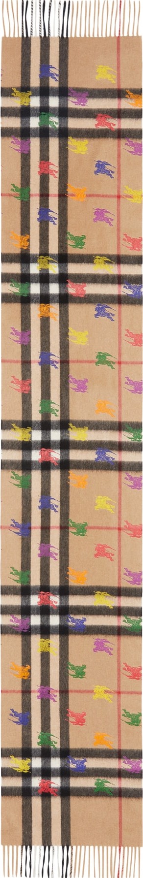 Burberry London England Classic Check & Rainbow Knight Cashmere Scarf