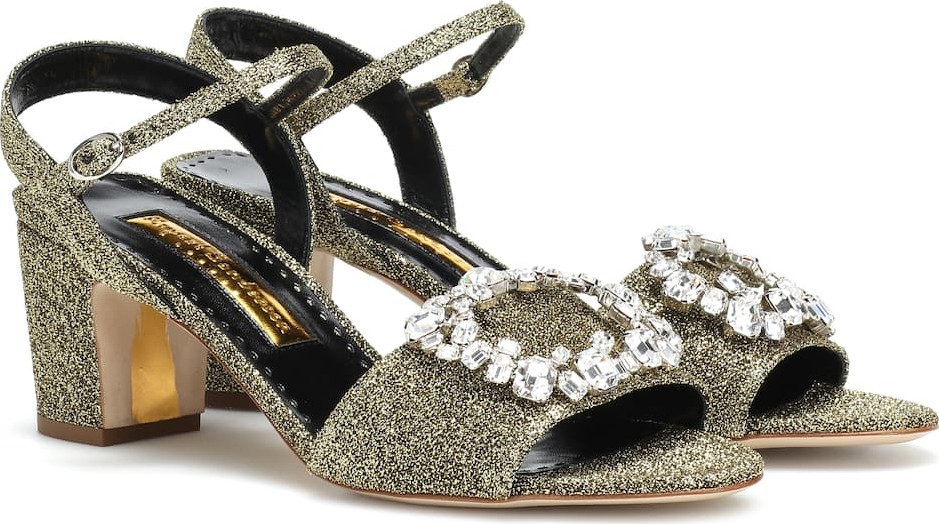 Rupert Sanderson Opal embellished lamé sandals