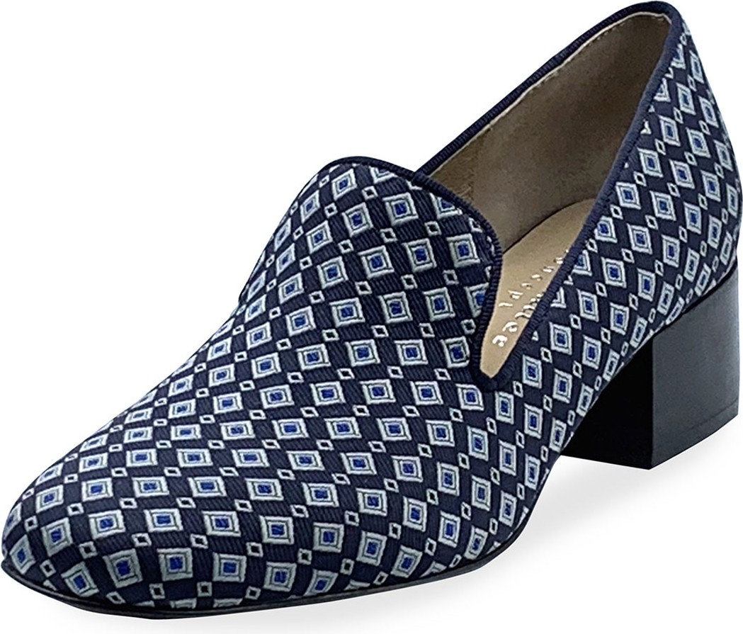 Bettye Muller Breeda Block-Heel Brocade Loafers