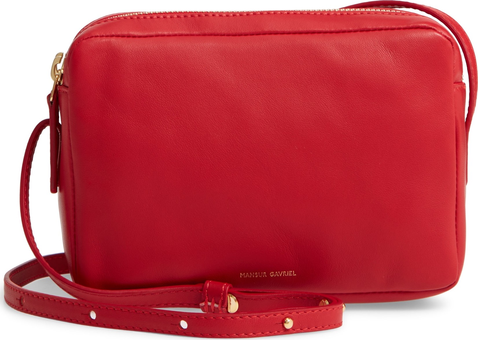 Mansur Gavriel Double Zip Lambskin Leather Crossbody Bag
