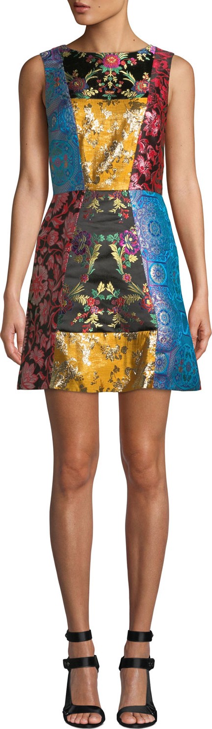 Alice + Olivia Malin Patchwork Short Dress