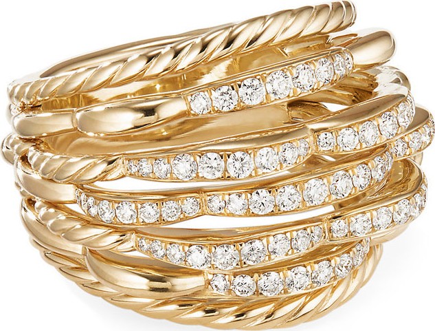 David Yurman Tides 18k Gold Dome Diamond Ring, Size 7