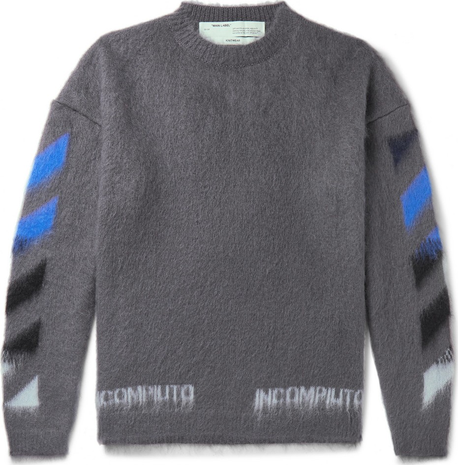 Off White Logo-Print Mohair-Blend Sweater