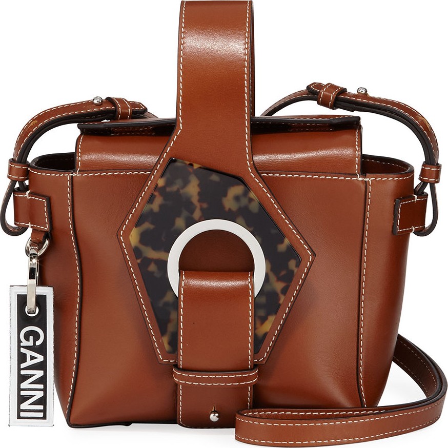 Ganni Leather Square Bucket Bag