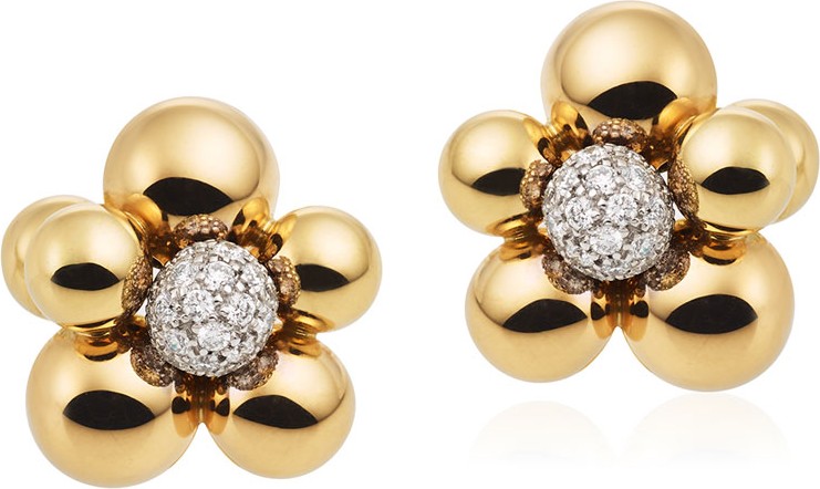 Marina B Atomo Mini Diamond Cluster Earrings in 18K Gold