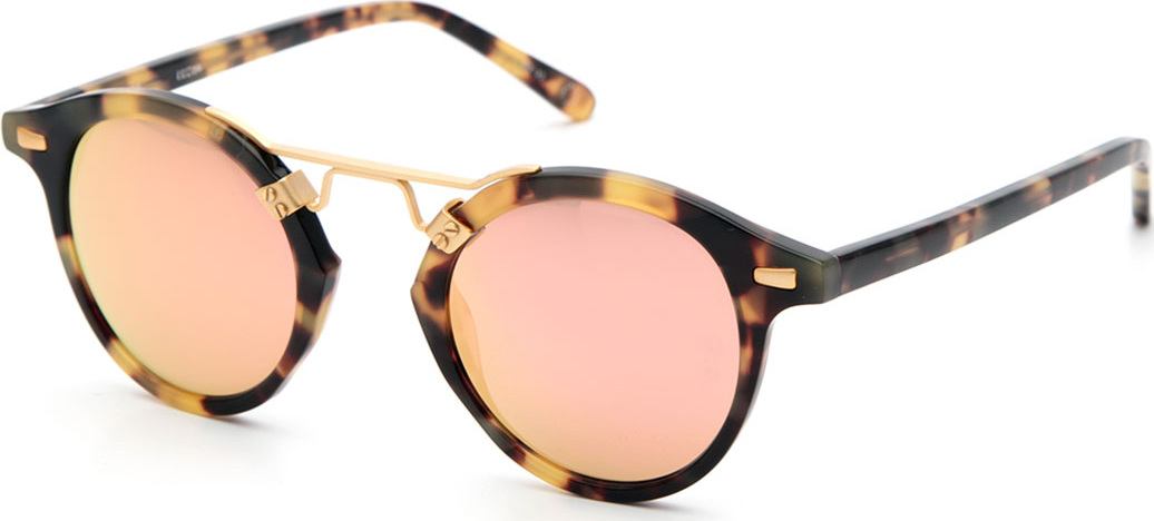 KREWE St. Louis Round Mirrored Sunglasse