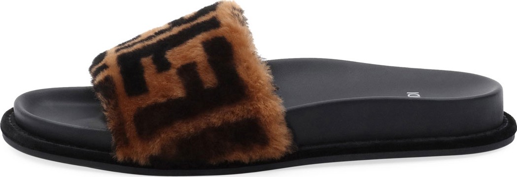 Fendi FF Fur Pool Slide Sandal