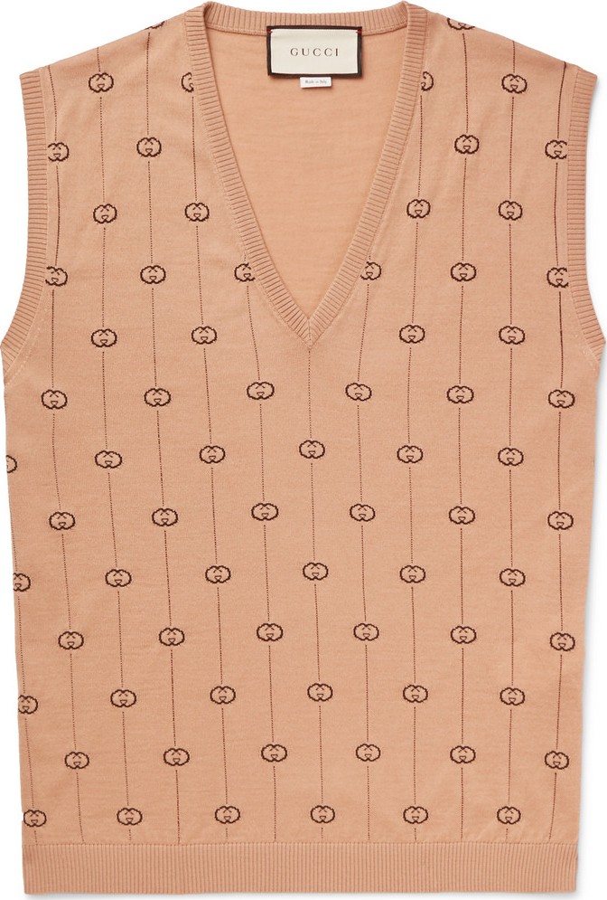 Gucci Logo-Jacquard Wool-Blend Sweater Vest