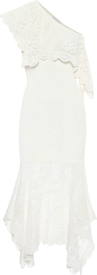 Alexander McQueen One-shoulder lace midi dress