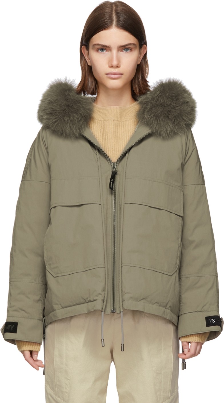 Army By Yves Salomon Beige Down & Fur Bachette Jacket
