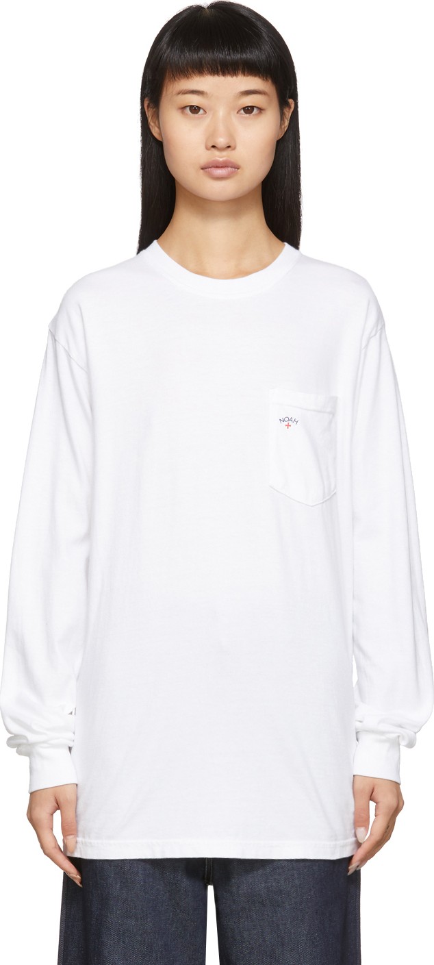 Noah NYC White Pocket Long Sleeve T-Shirt
