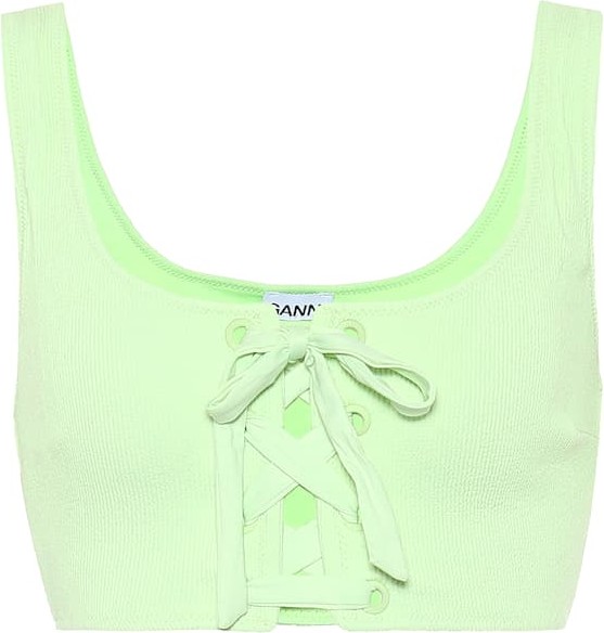 Ganni Lace-up bikini top